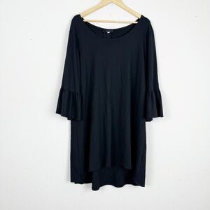 Bryn Walker Black Flutter Sleeve Shift Dress Size Medium Lagenlook